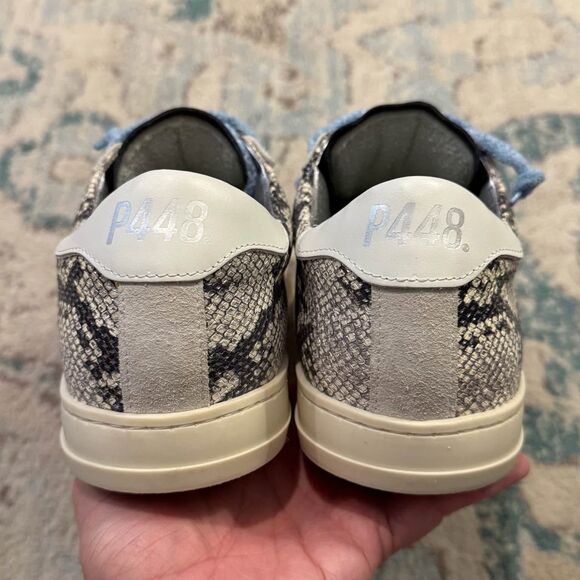 P448 John Silver Python Blue Lace Sneakers Size 9 - Picture 6 of 10
